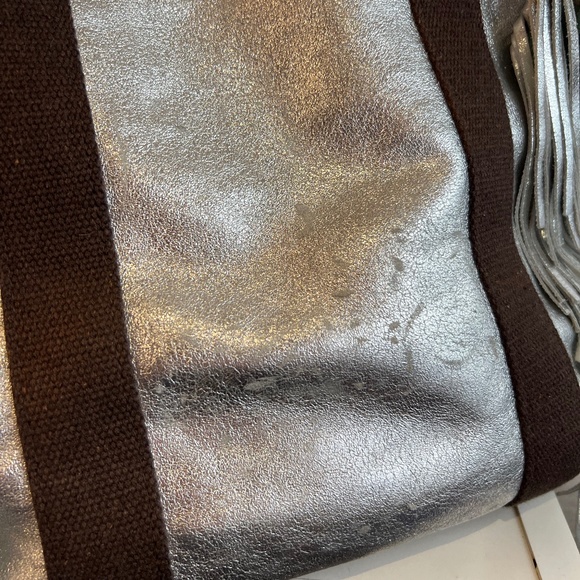 Silver Fringed Leather with Camo Fabric Hybrid Bag - Picture 15 of 16